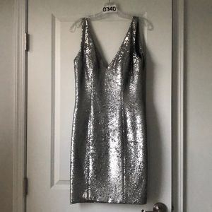 Allure Bridal Charcoal Sequin Mini Dress